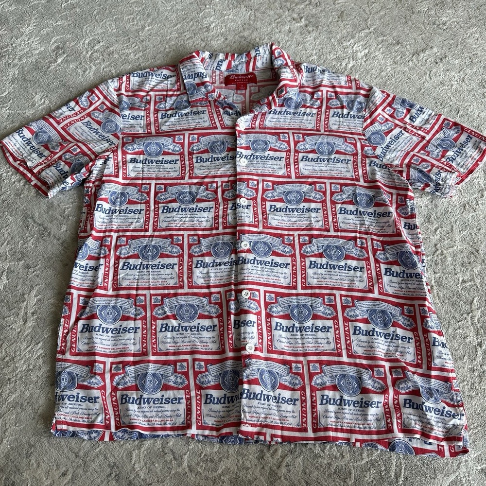 PACSUN BUDWEISER Button Down Short Sleeve Shirt‎ Size Medium